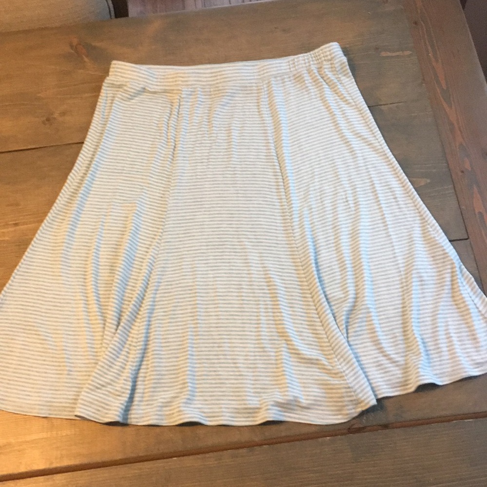 Stretchy aqua and white striped skirt
